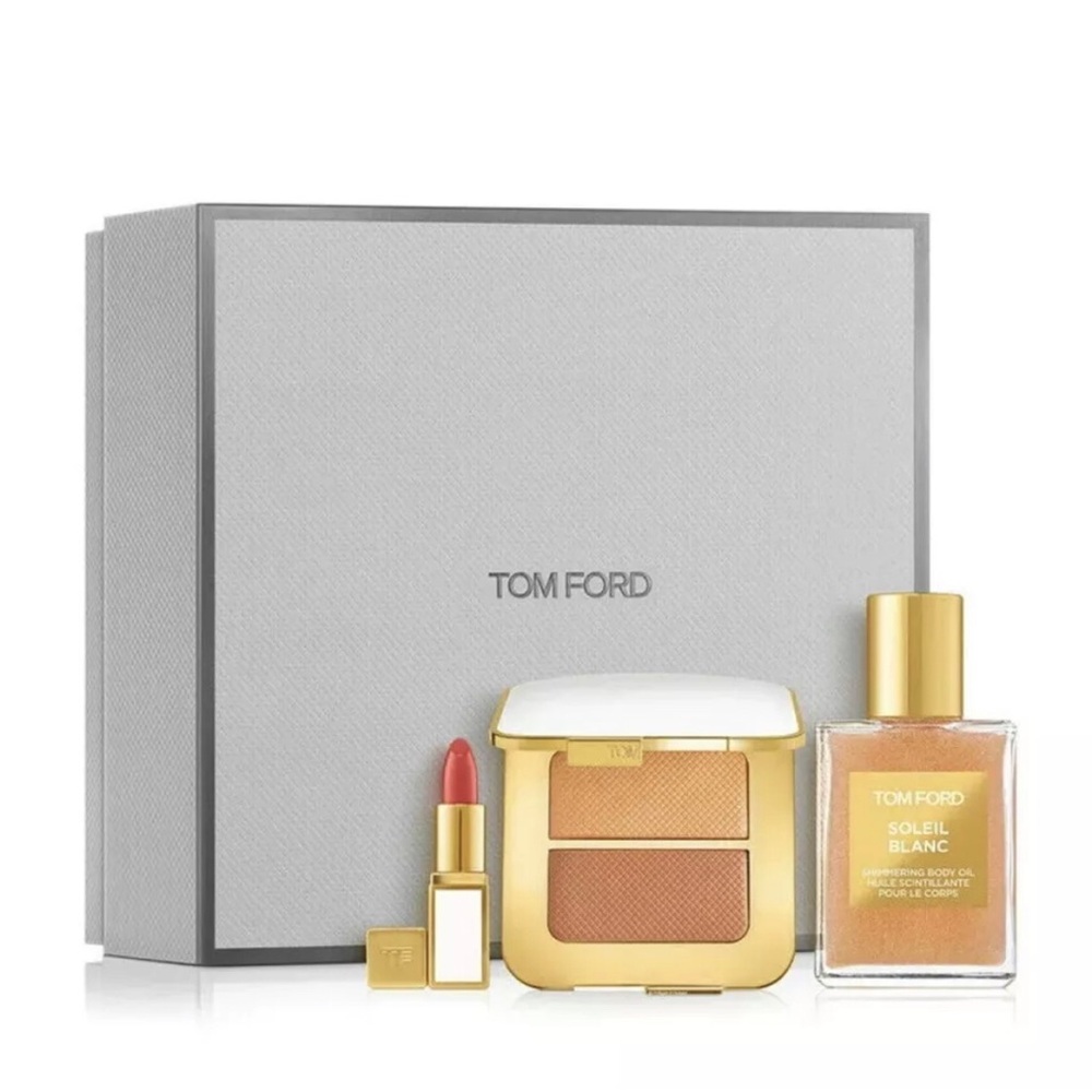 Tom Ford Soleil Look Set 3 Pcs LIP COLOR, HIGHLIGHTING DUO & SHIMMERING BODY OIL